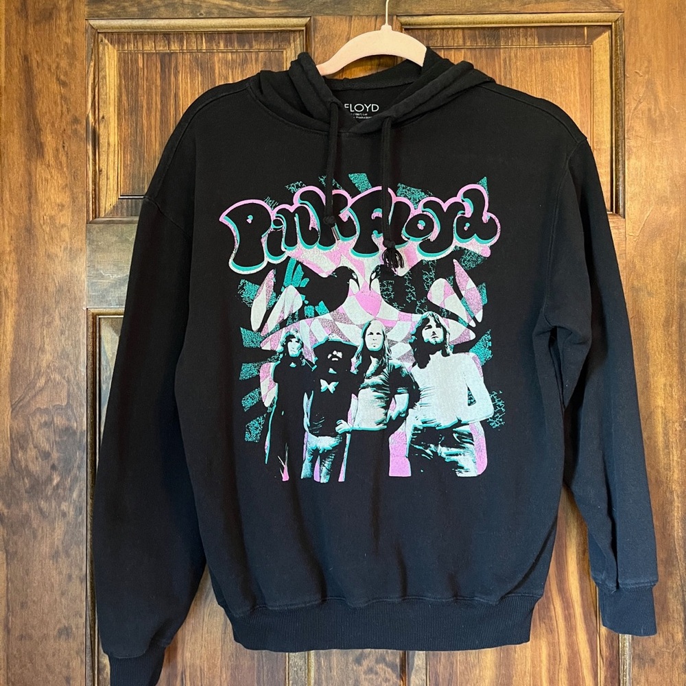 Pink Floyd Black Sweatshirt with Pink and Blue Design